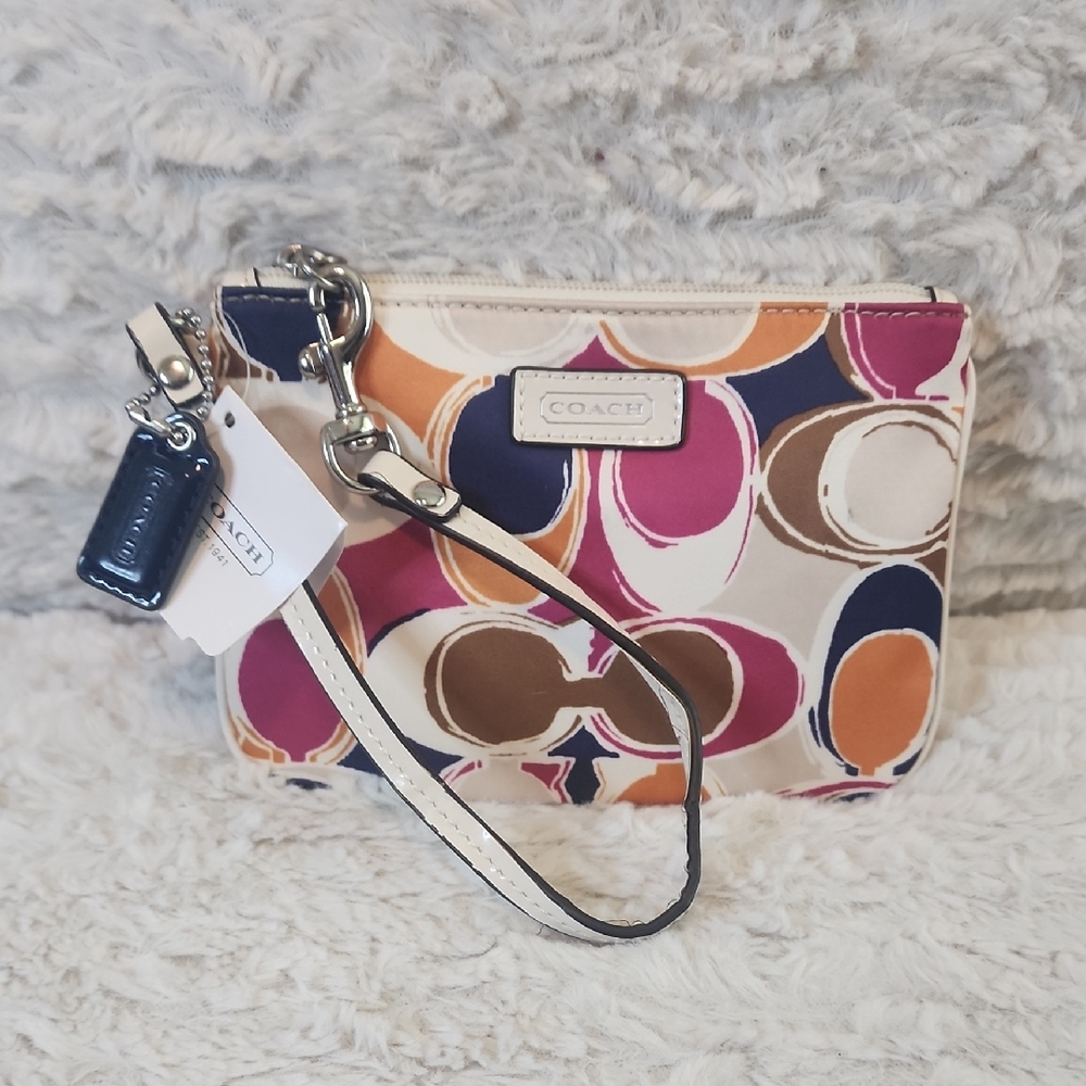 Coach NEW Multicolor scarf print Clutch Wristlet